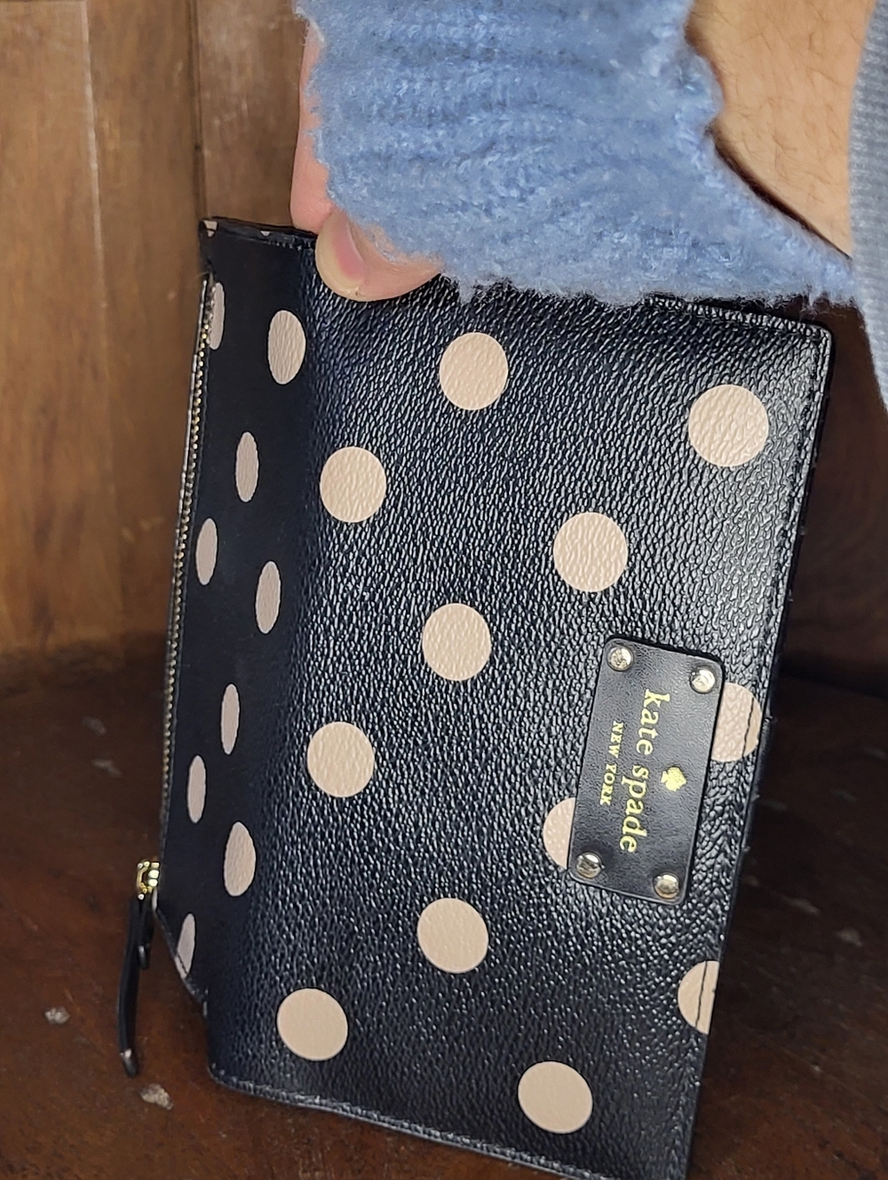 kate spade black wallet with cream polka dots - Picture 13 of 16